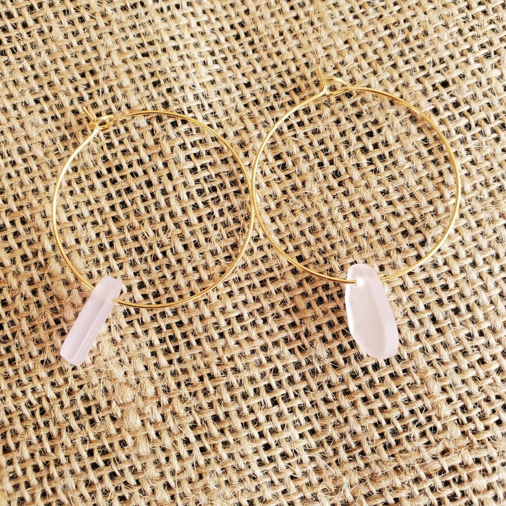 NEW 14k gold filled seaglass hoop earrings